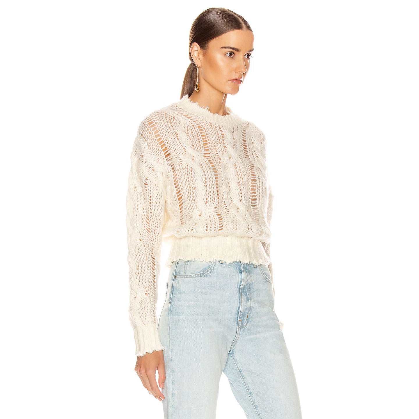 ACNE "Kella" Cable Knit Sweater in Ivory, size Small