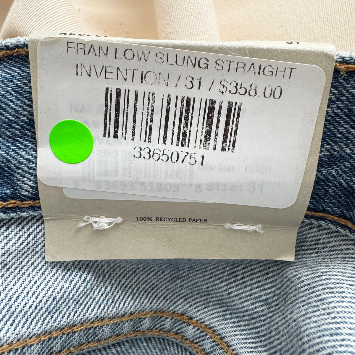 AGOLDE "Fran" Jeans in "Intervention", size 31