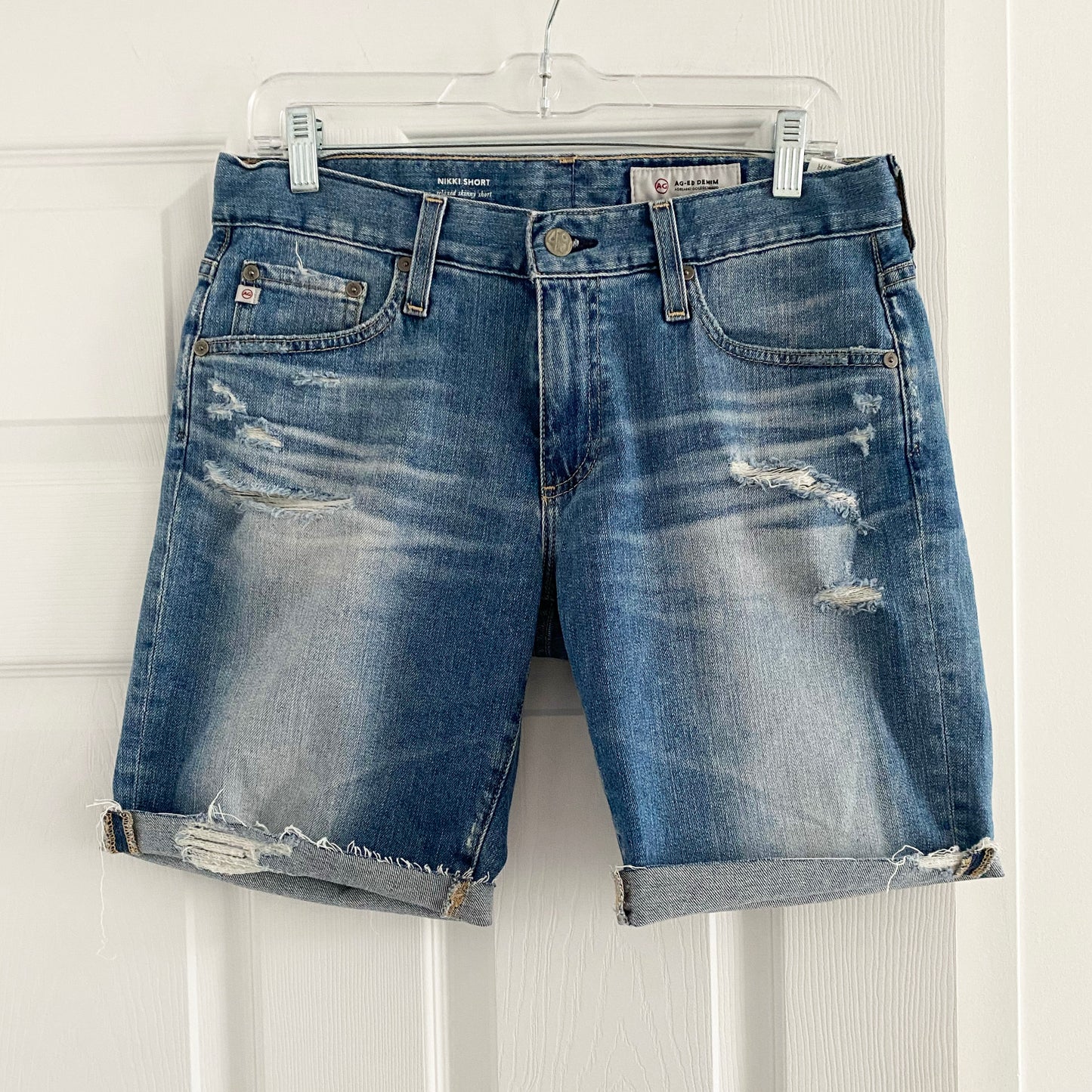 AG "Nikki" Relaxed Skinny Jean Shorts, size 27 (fits 27/28)