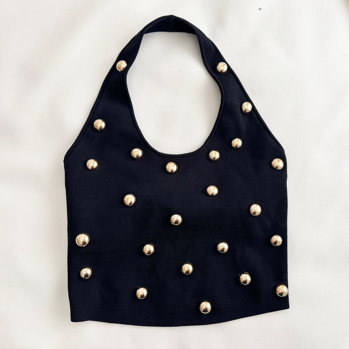 AJE "Leah" Knit Halter Top in Black, Size Small