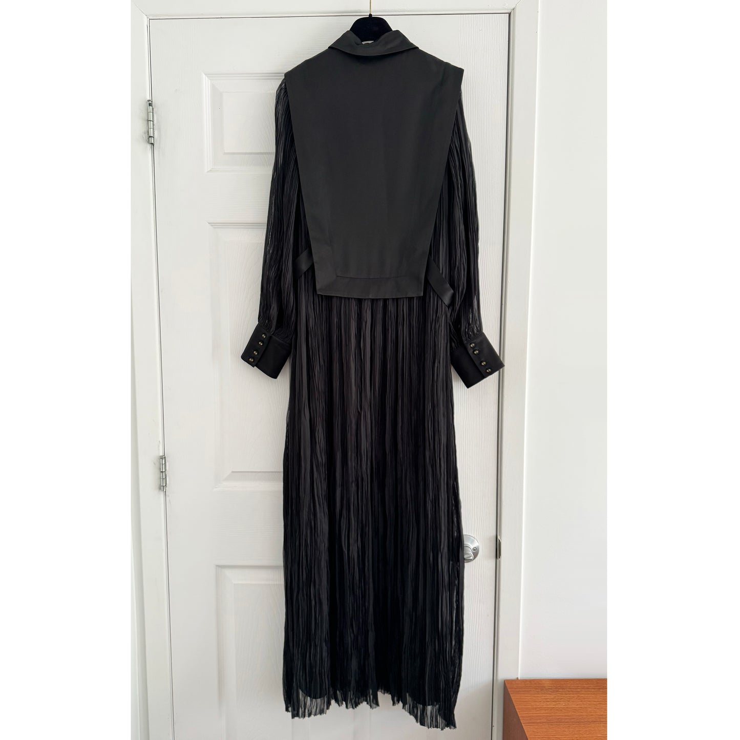 AJE "Aerial" Bib Front Maxi Dress in Black, size 8UK/4US