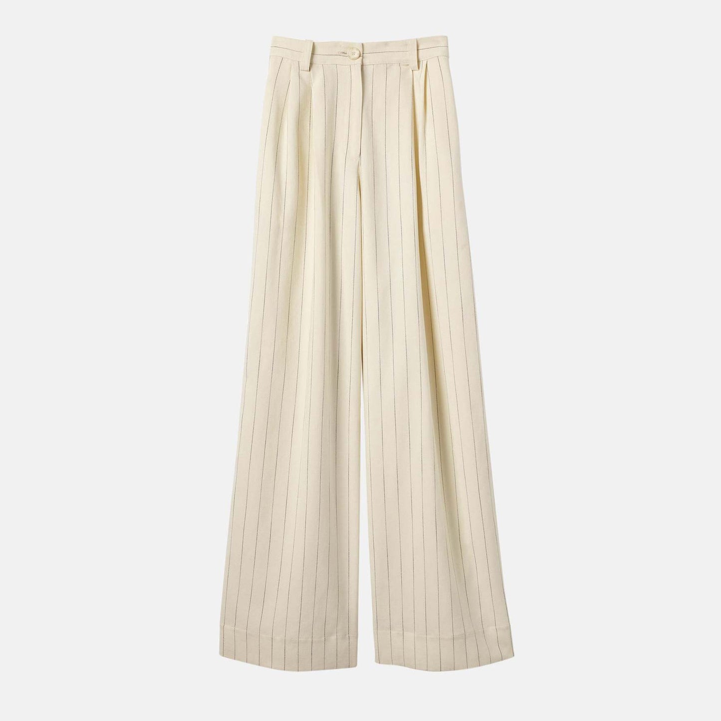 A.L.C. "Alfie" Pinstripe Wide Leg Suiting Pant in Ivory, size 4