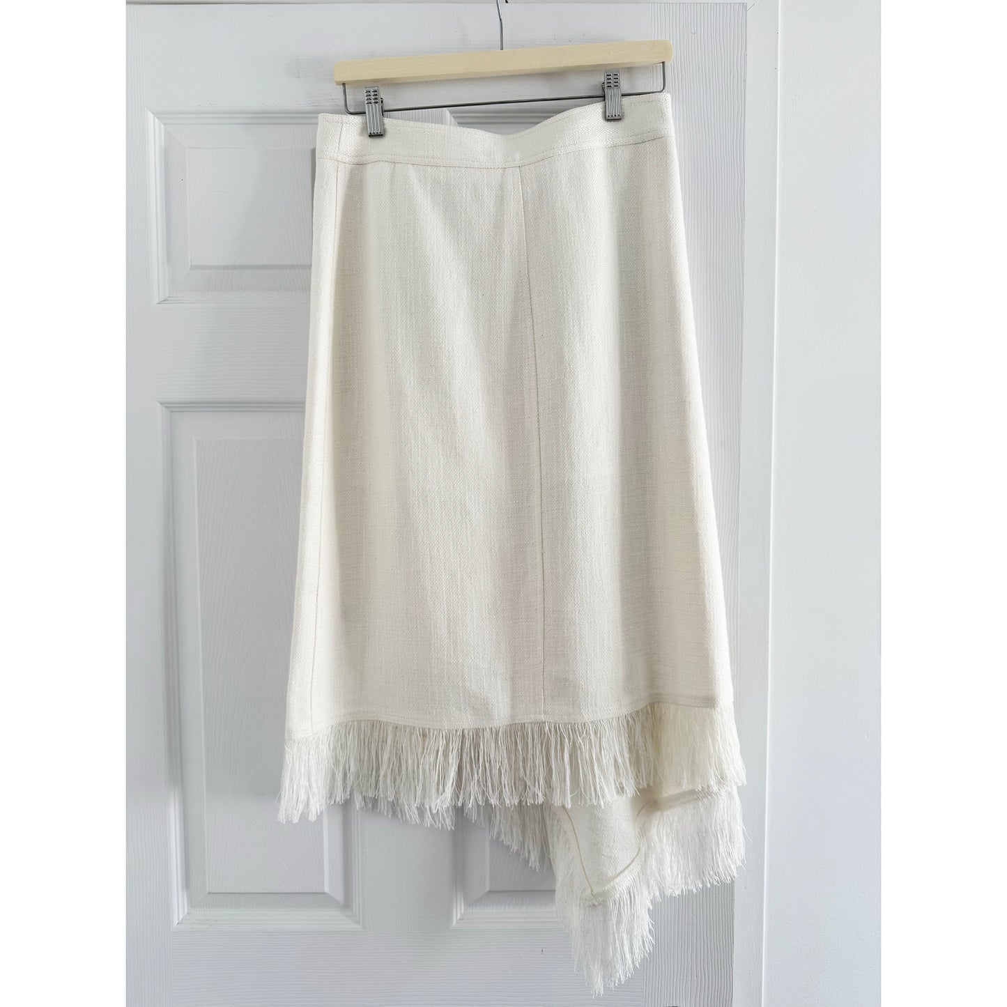 A.L.C. "Amelie" Fringe Trim Wrap Skirt in Ivory, size 4