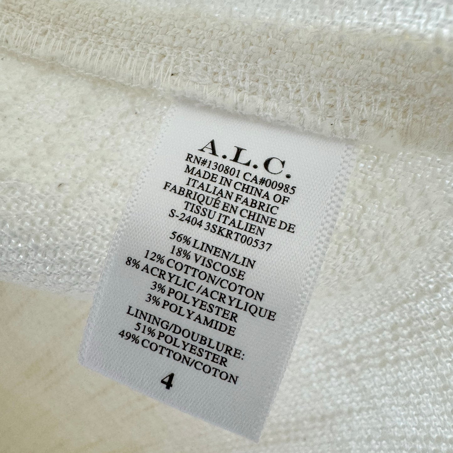 A.L.C. "Amelie" Fringe Trim Wrap Skirt in Ivory, size 4