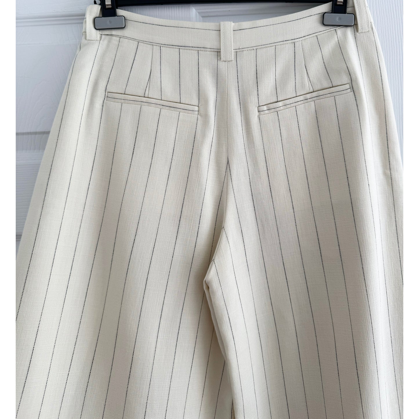 A.L.C. "Alfie" Pinstripe Wide Leg Suiting Pant in Ivory, size 4