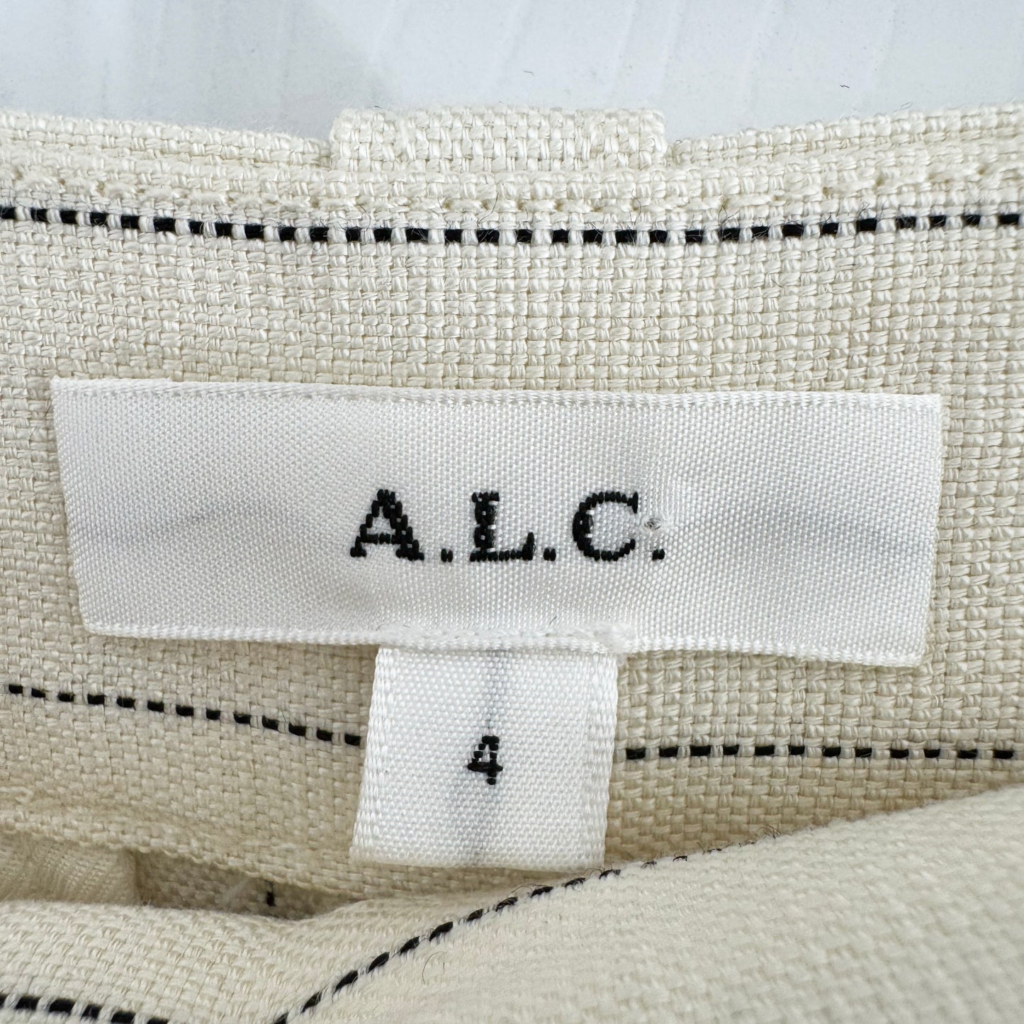 A.L.C. "Alfie" Pinstripe Wide Leg Suiting Pant in Ivory, size 4