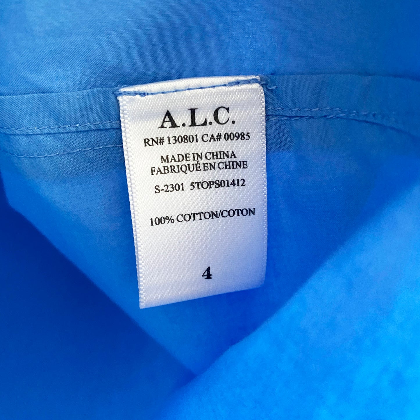 A.L.C. "Monica" Blue Poplin Shirt, size 4 (fits oversize!!)