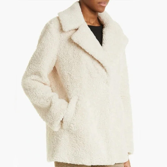 A.L.C. "Stone" Faux Fur Teddy Jacket in Ivory, size Small