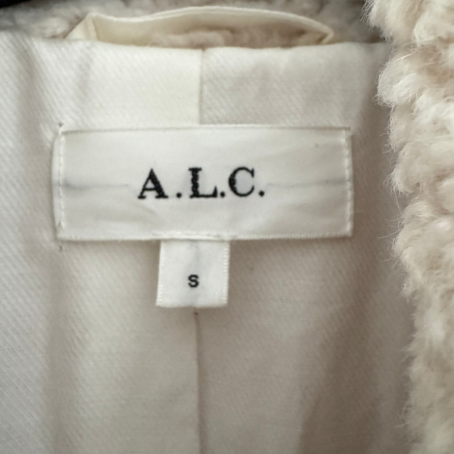 A.L.C. "Stone" Faux Fur Teddy Jacket in Ivory, size Small