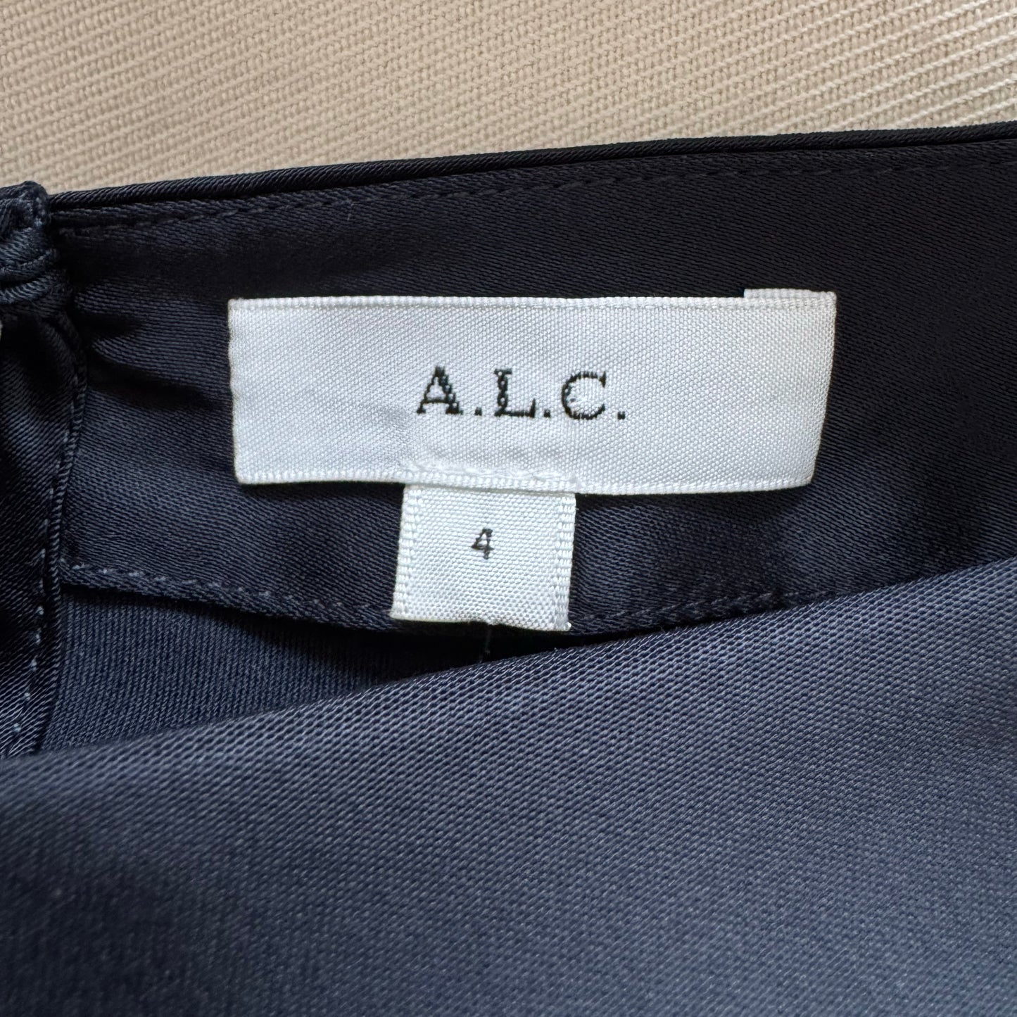 A.L.C. "Alessia" Lace and Satin Top in Black/Navy, size 4.
