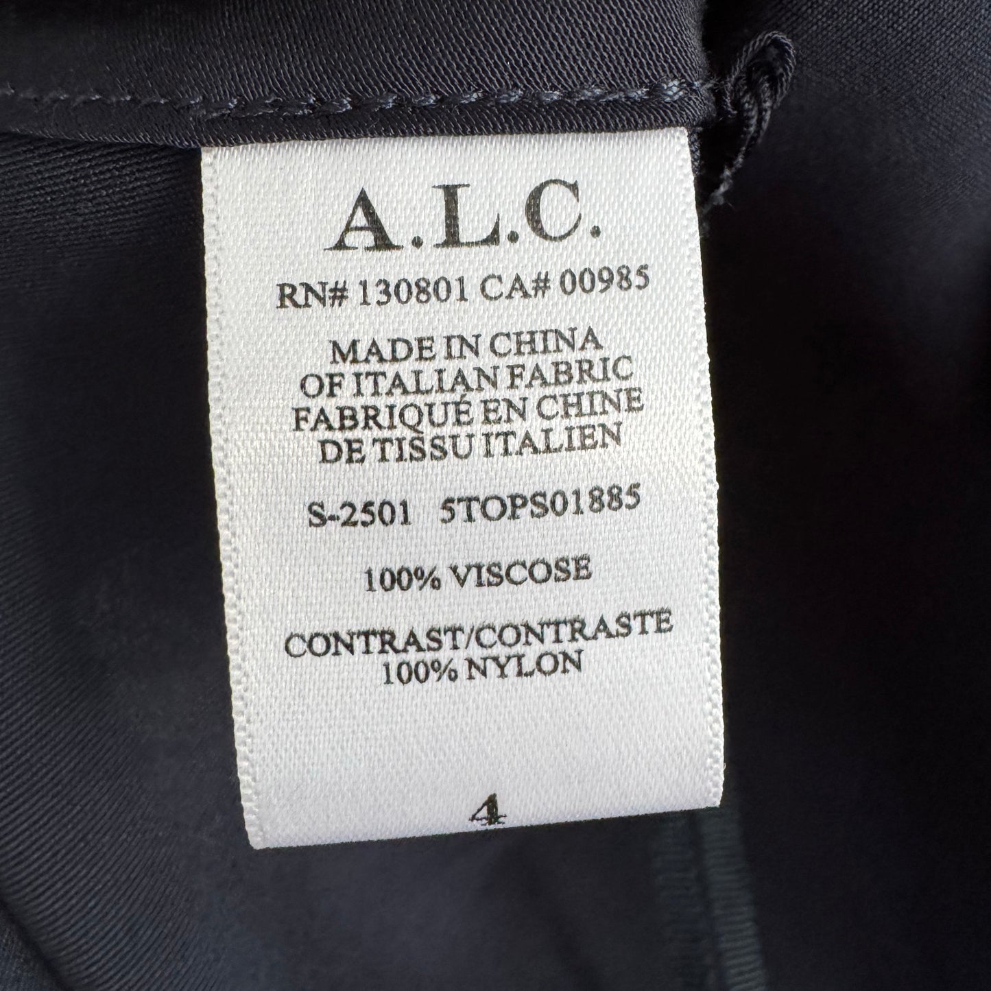 A.L.C. "Alessia" Lace and Satin Top in Black/Navy, size 4.