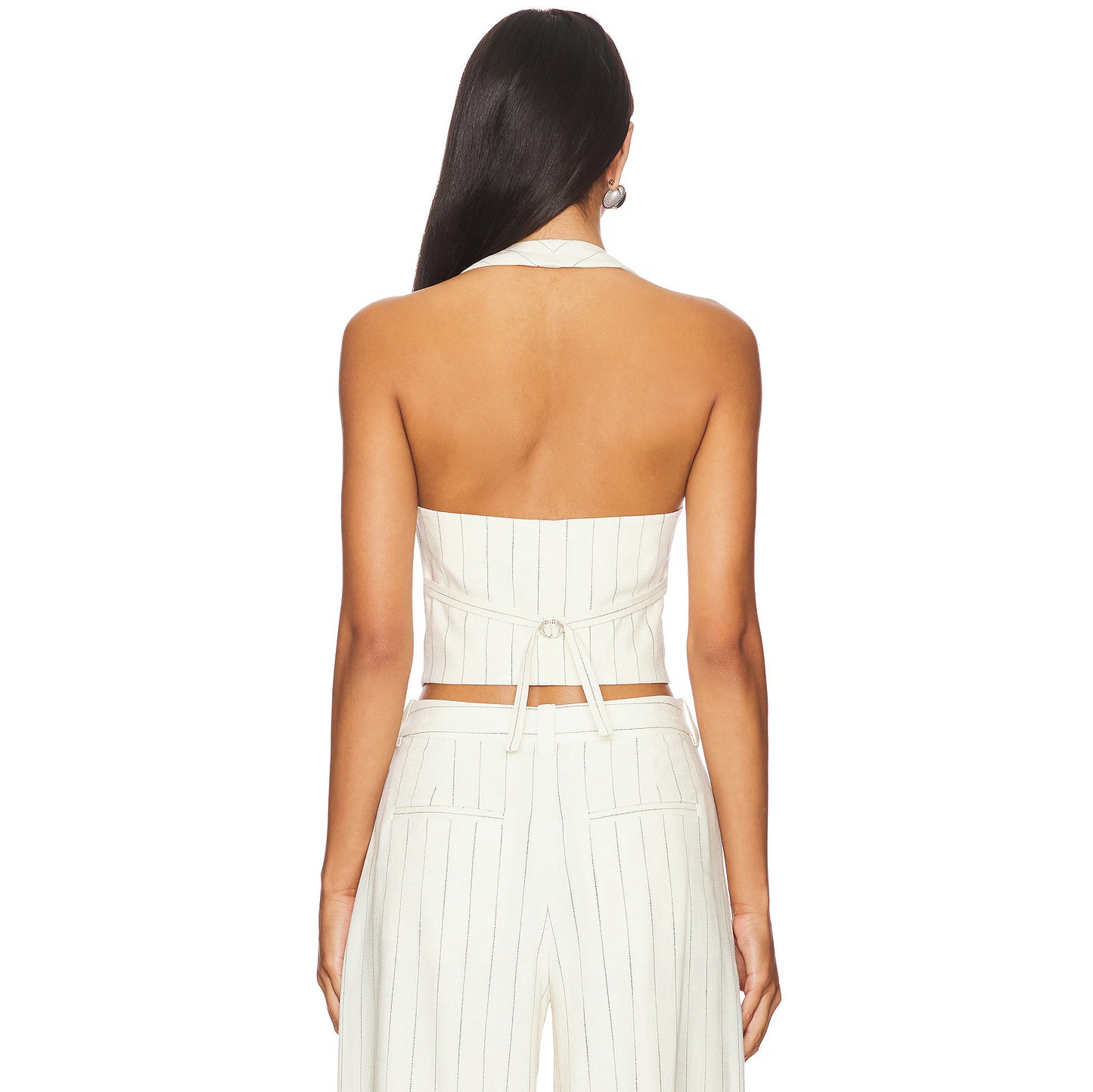 A.L.C. "Woodson" Pinstripe Suiting Halter Top in Ivory, size 4