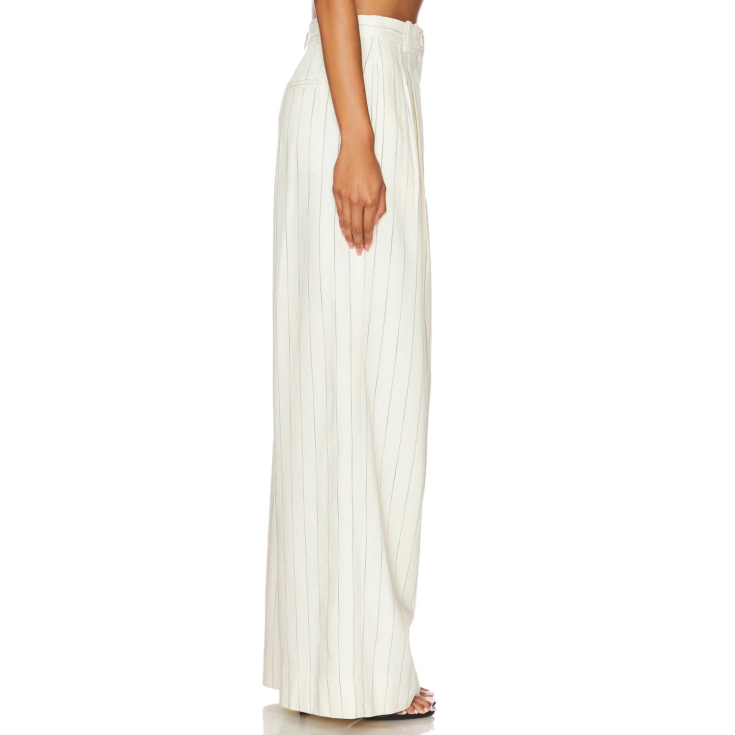 A.L.C. "Alfie" Pinstripe Wide Leg Suiting Pant in Ivory, size 4