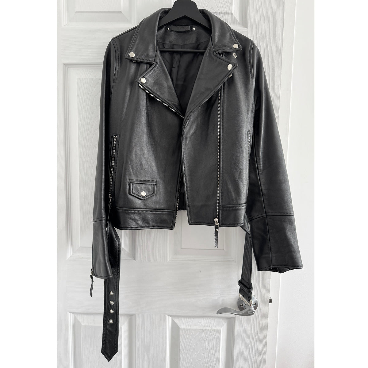 AMW Leather Moto Jacket in Black, size XL (fits like Medium!)