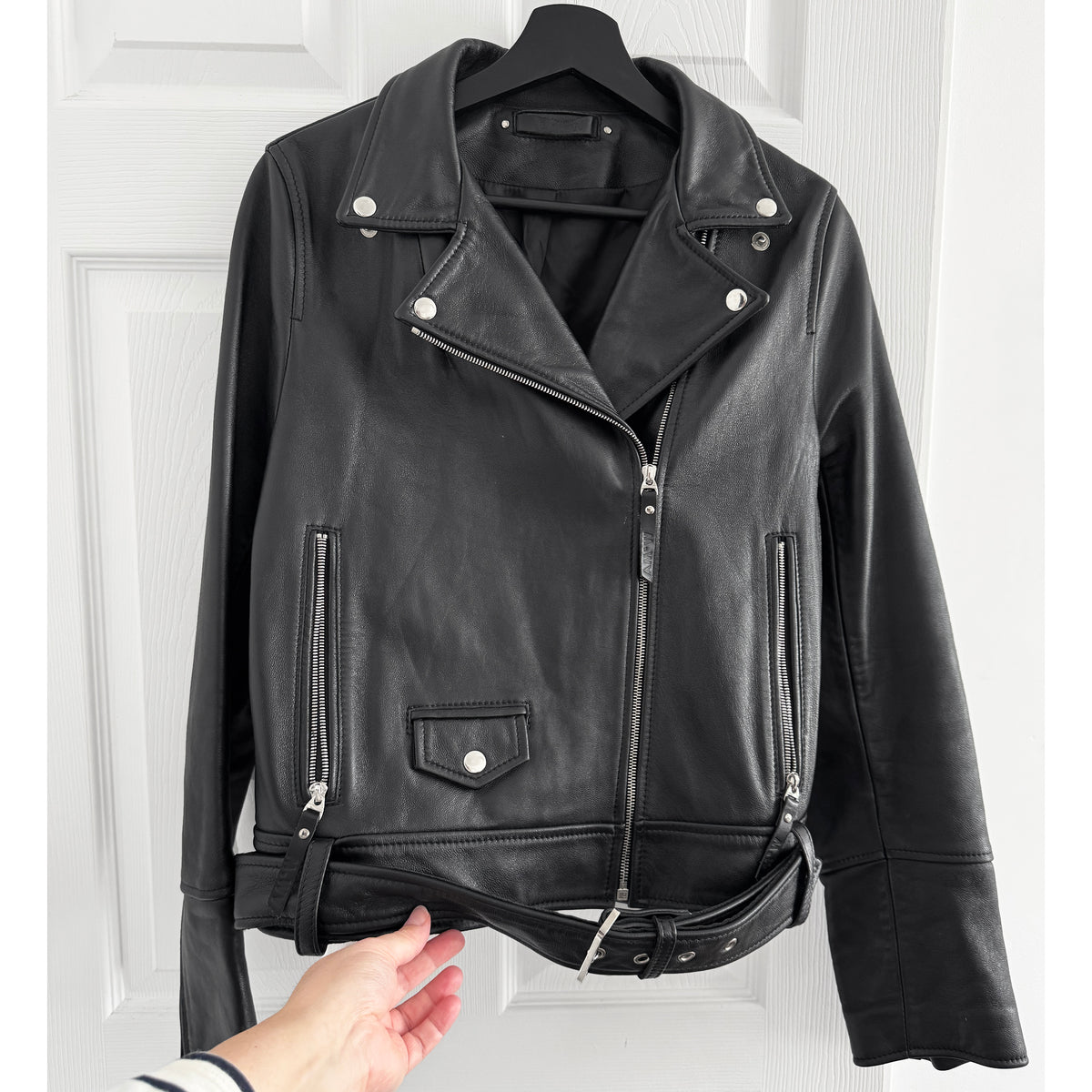 AMW Leather Moto Jacket in Black, size XL (fits like Medium!)