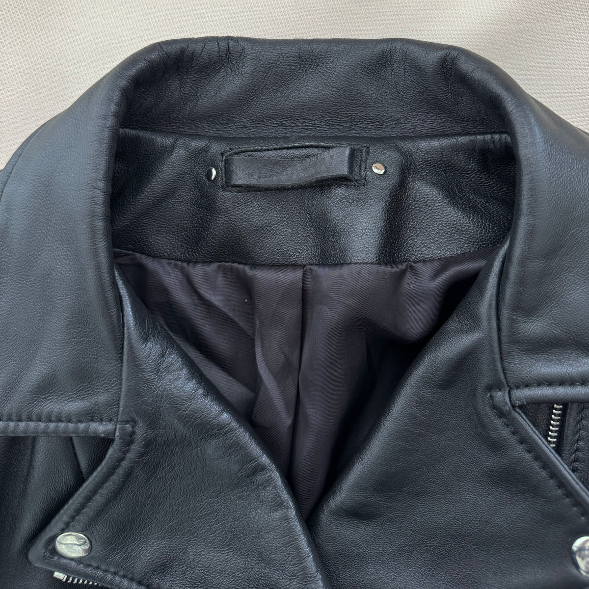 AMW Leather Moto Jacket in Black, size XL (fits like Medium!)