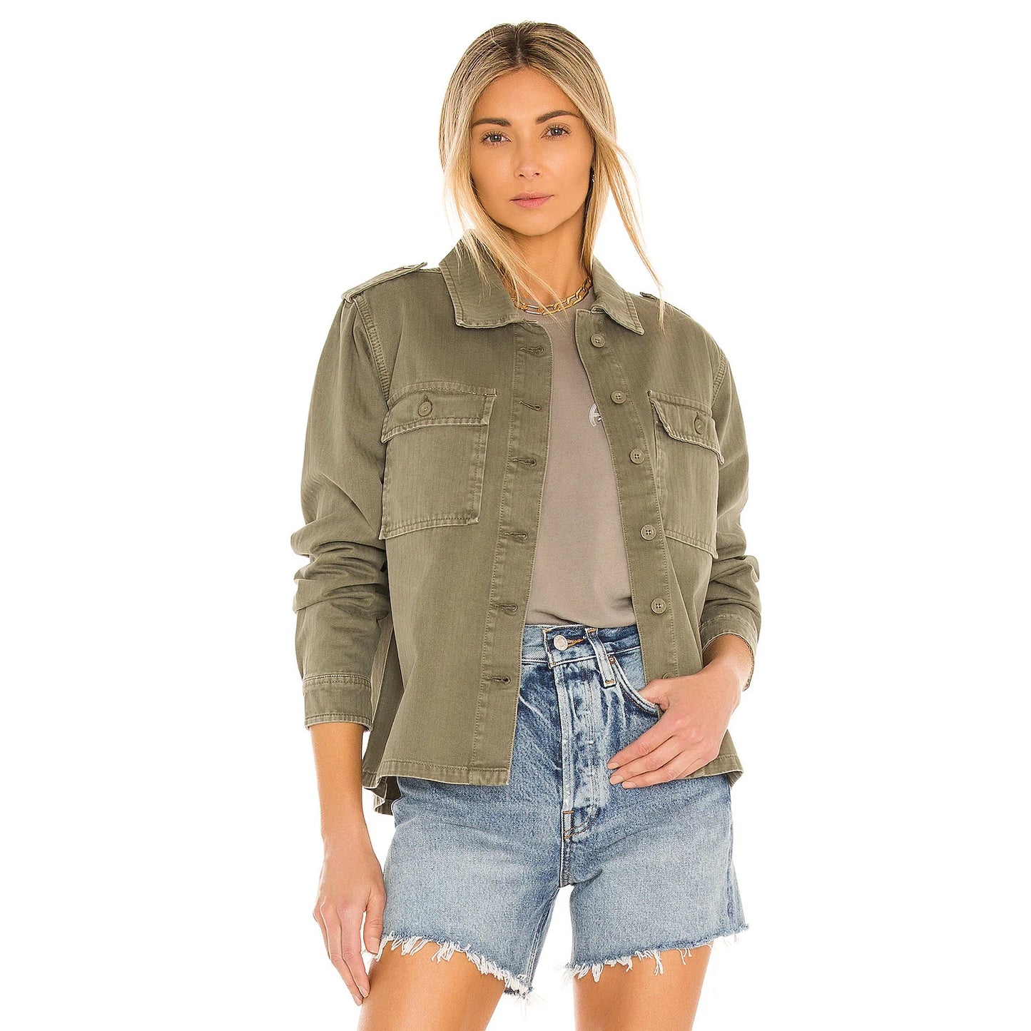 Anine Bing "Cameron" Shirt in Army Green, size Small