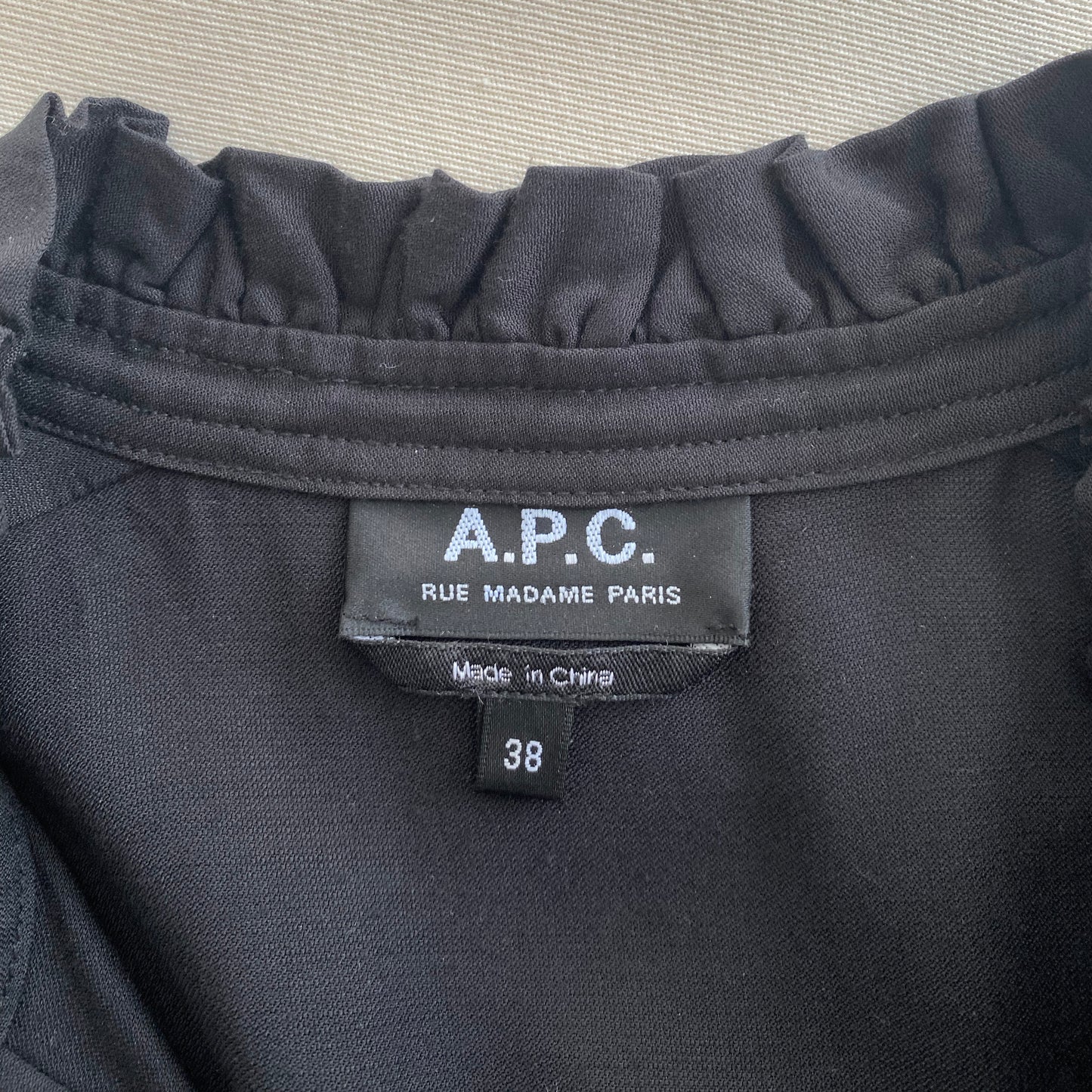 A.P.C. "Evren" Long Sleeve Blouse in Black, size 38 (size 6)