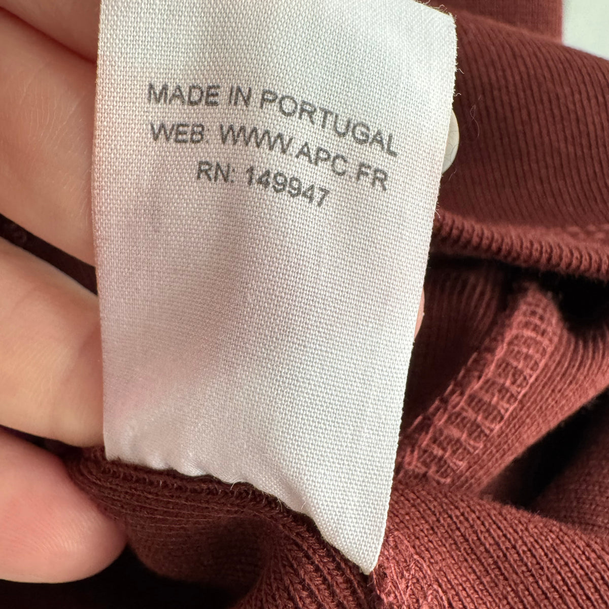 A.P.C. "Shae" Tee Shirt Dress in Burgundy, size Medium
