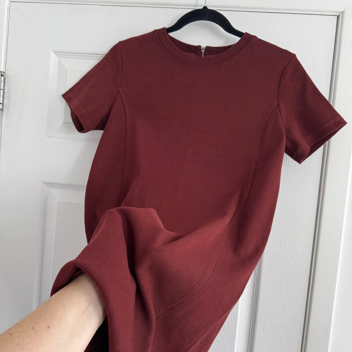A.P.C. "Shae" Tee Shirt Dress in Burgundy, size Medium