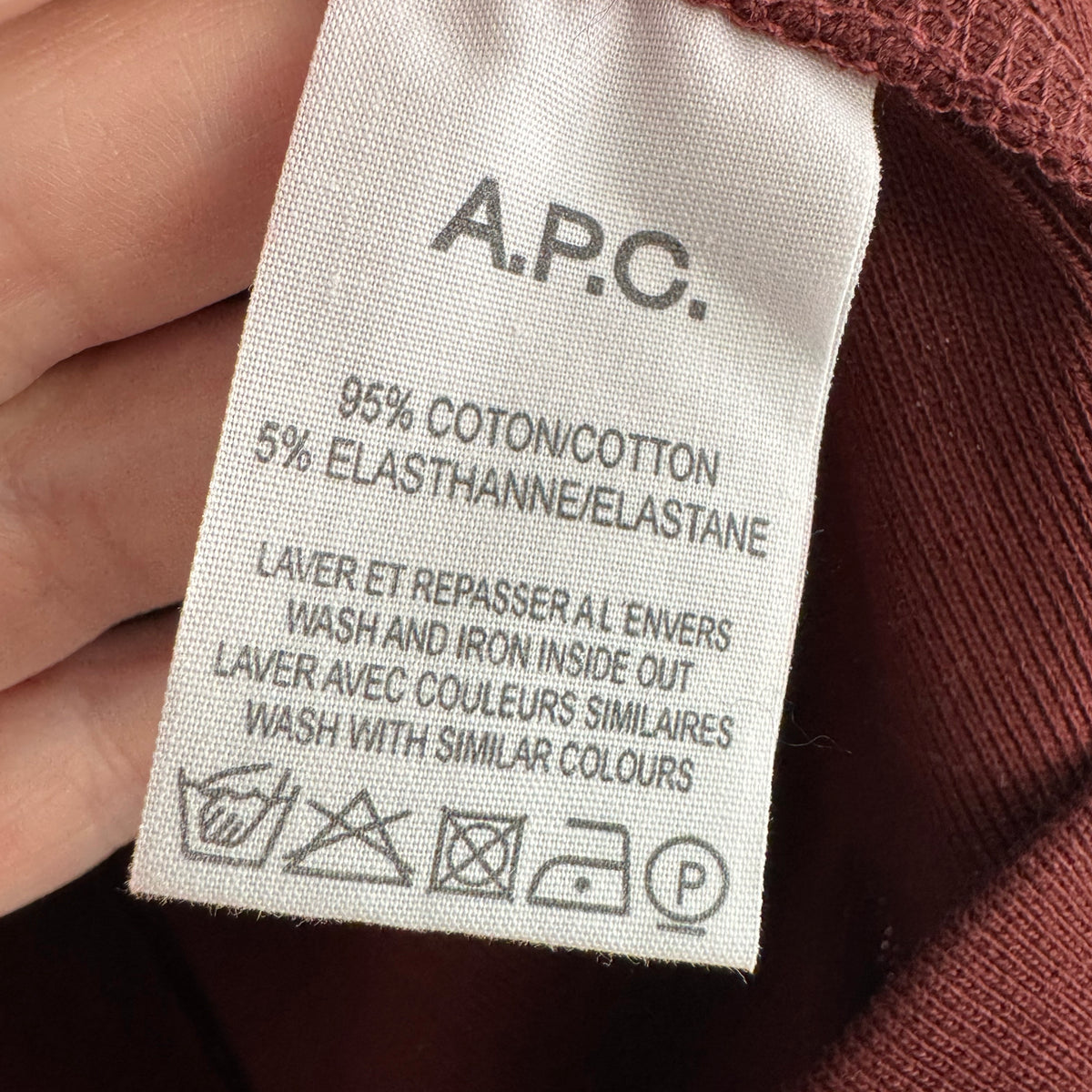 A.P.C. "Shae" Tee Shirt Dress in Burgundy, size Medium