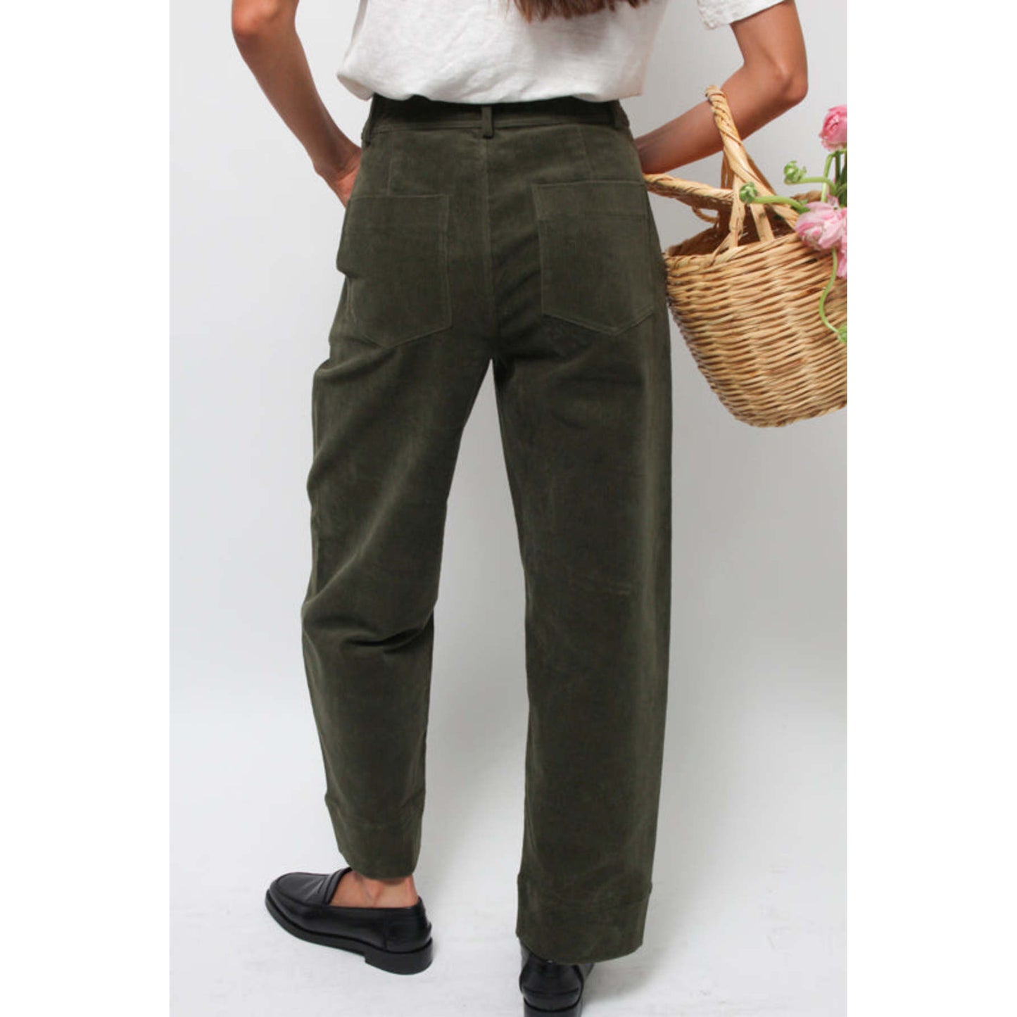 Apiece Apart Mari Barrel Pant in Khaki Green, size 8