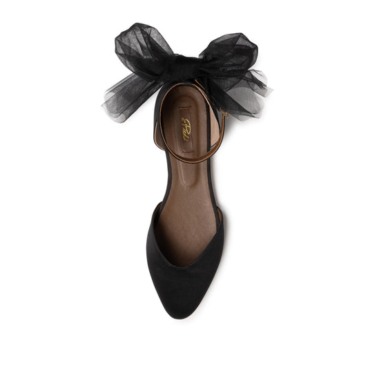 A Piedi Bow Back Flats in Black, size 42 (fits size 11)