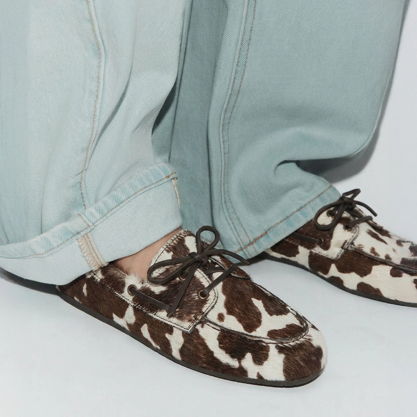 Scarosso "Avery" Cow Print Loafers, size 40