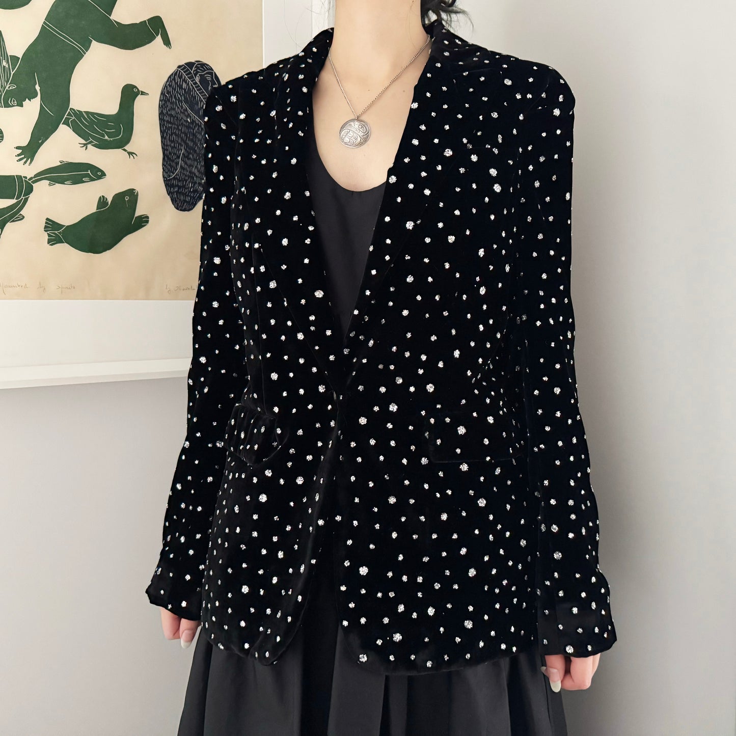 Ailanto Velvet Sequin Blazer, No Size Label - but fits like XXS-XS