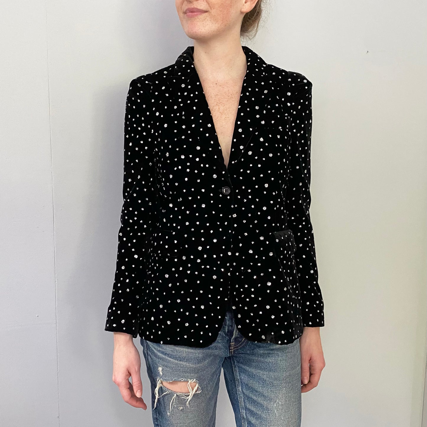 Blazer à paillettes en velours Ailanto, taille XS