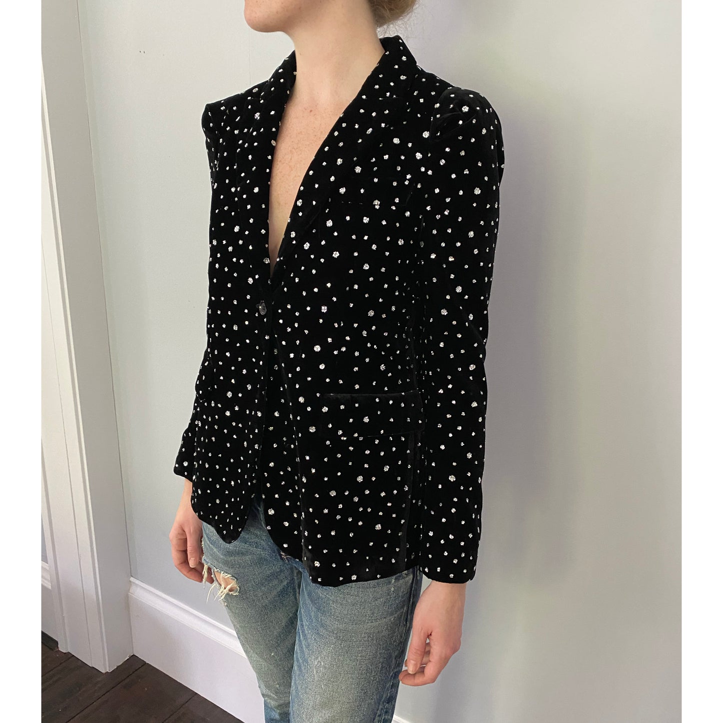 Blazer à paillettes en velours Ailanto, taille XS