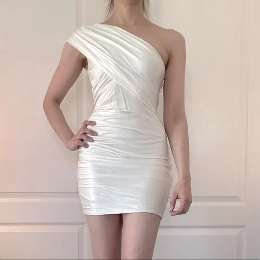 Alexander Wang White Jersey One Shoulder Mini Dress, size 10 (fits like a slim 8)