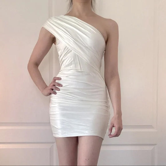 Alexander Wang Mini-robe à une épaule en jersey blanc, taille 10 (convient comme un slim 8)