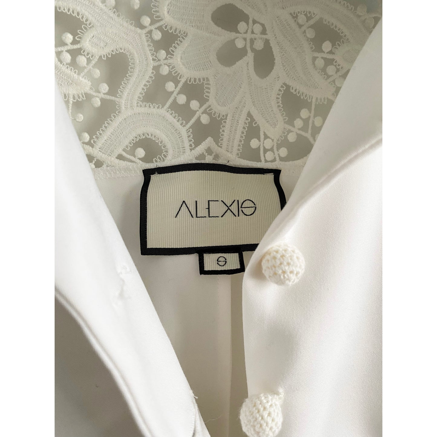 Chemise courte en dentelle blanche Alexis, taille Small