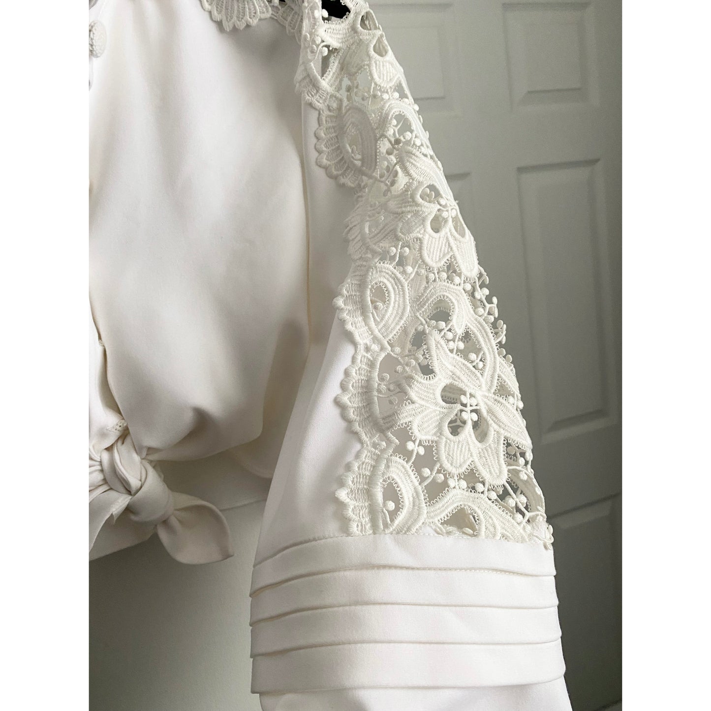 Chemise courte en dentelle blanche Alexis, taille Small