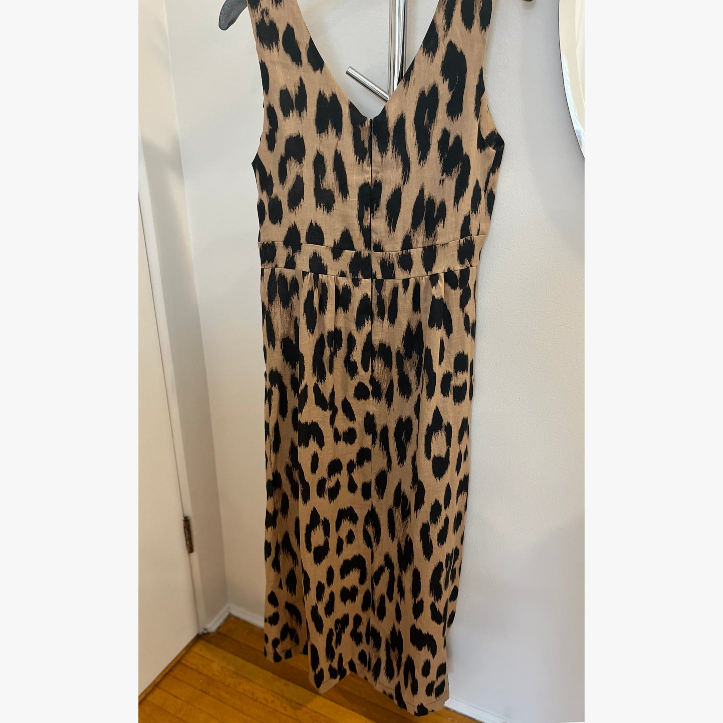 Allison Wonderland Leopard Linen Midi Dress, size 6