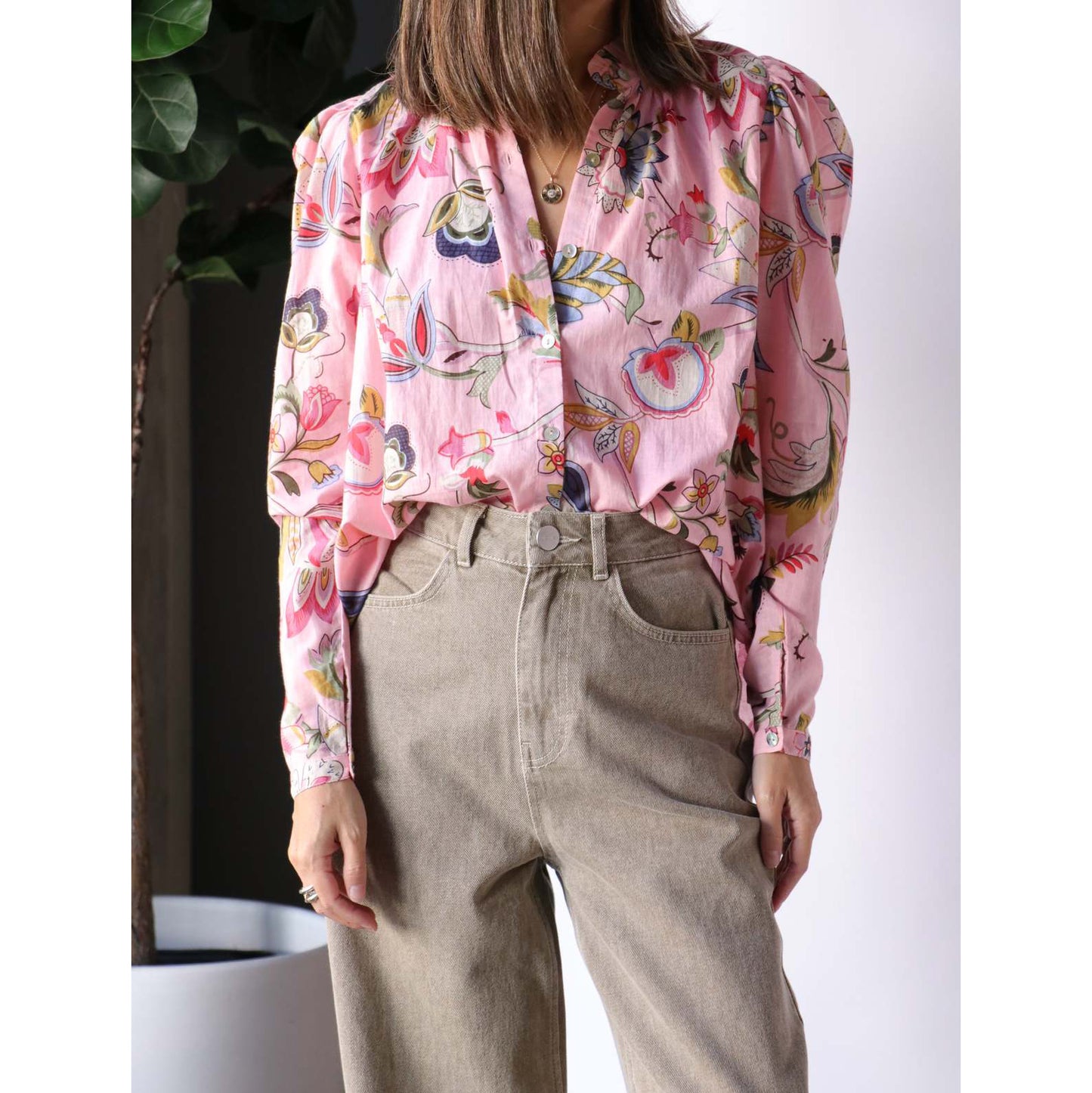 Alix of Bohemia "Amaro Blossom" Blouse in Pink Cherry, size XS