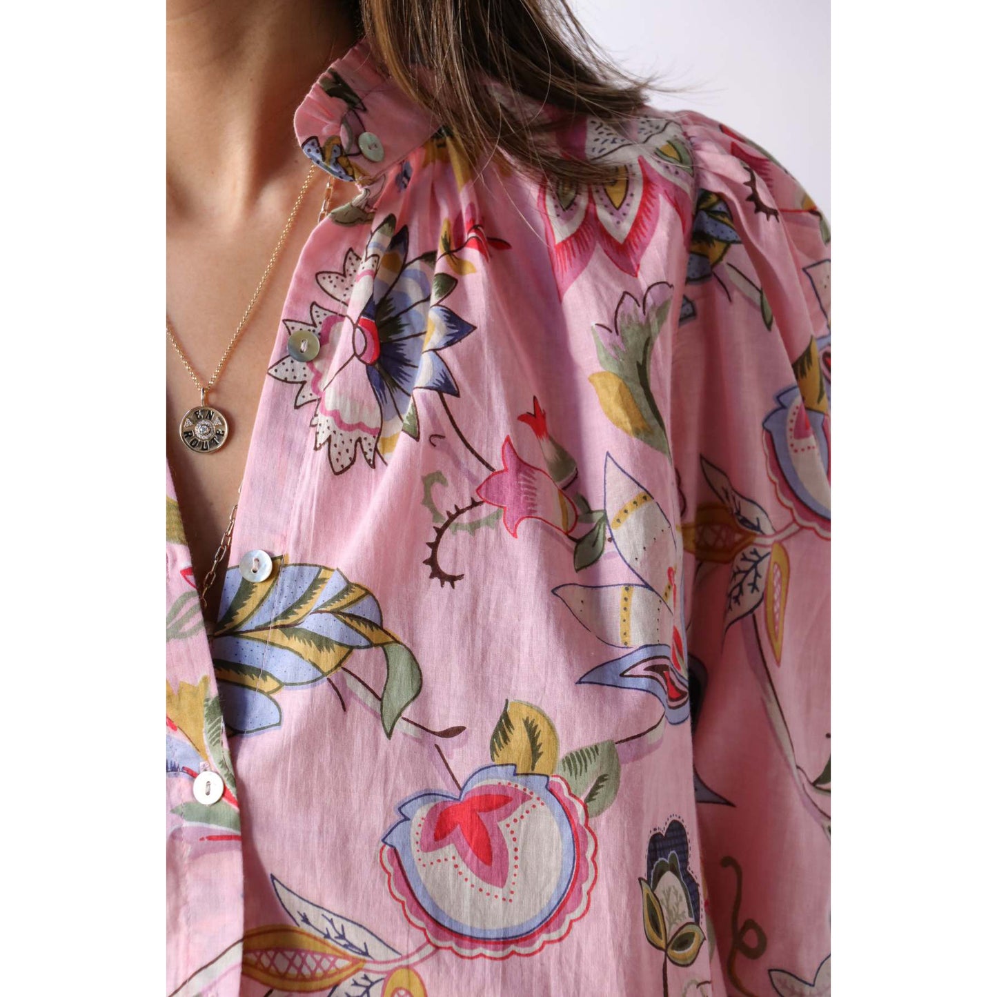Alix of Bohemia "Amaro Blossom" Blouse in Pink Cherry, size XS