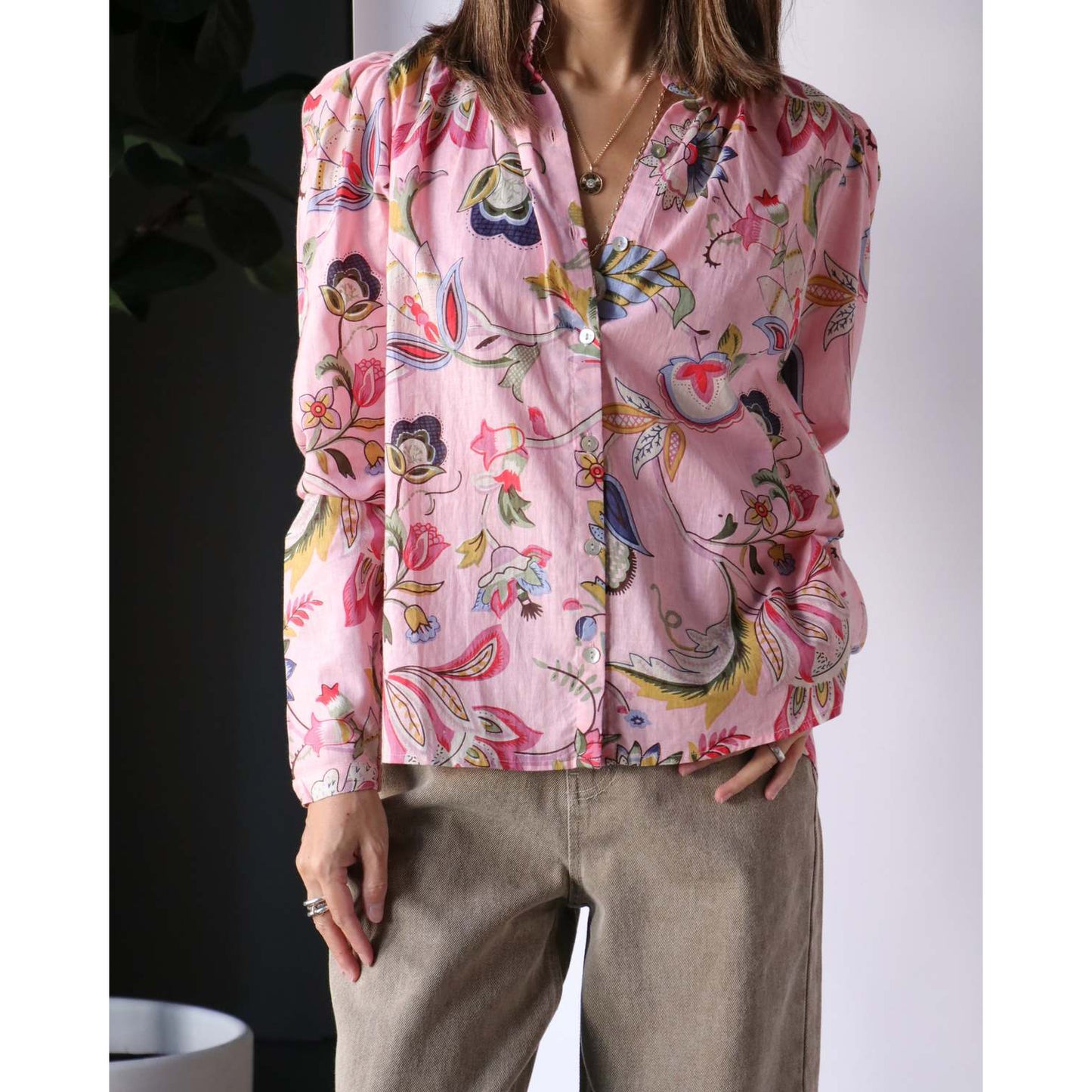 Alix of Bohemia "Amaro Blossom" Blouse in Pink Cherry, size XS