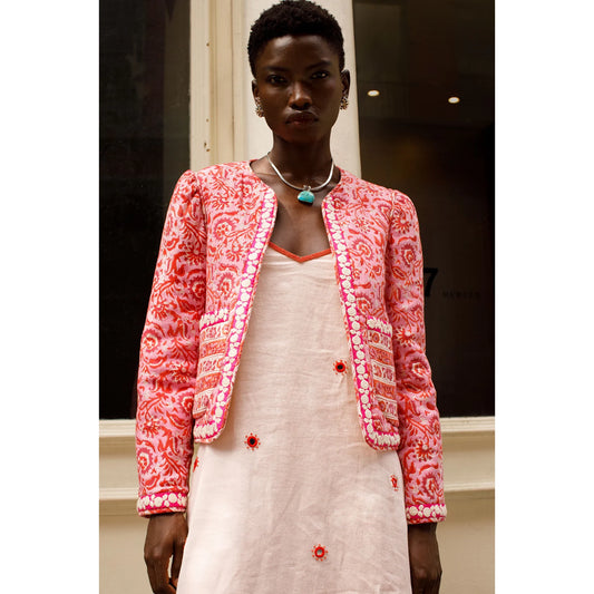 Alix of Bohemia "Hudson" Printed Jacket in Hydrangea Pink, Size XS