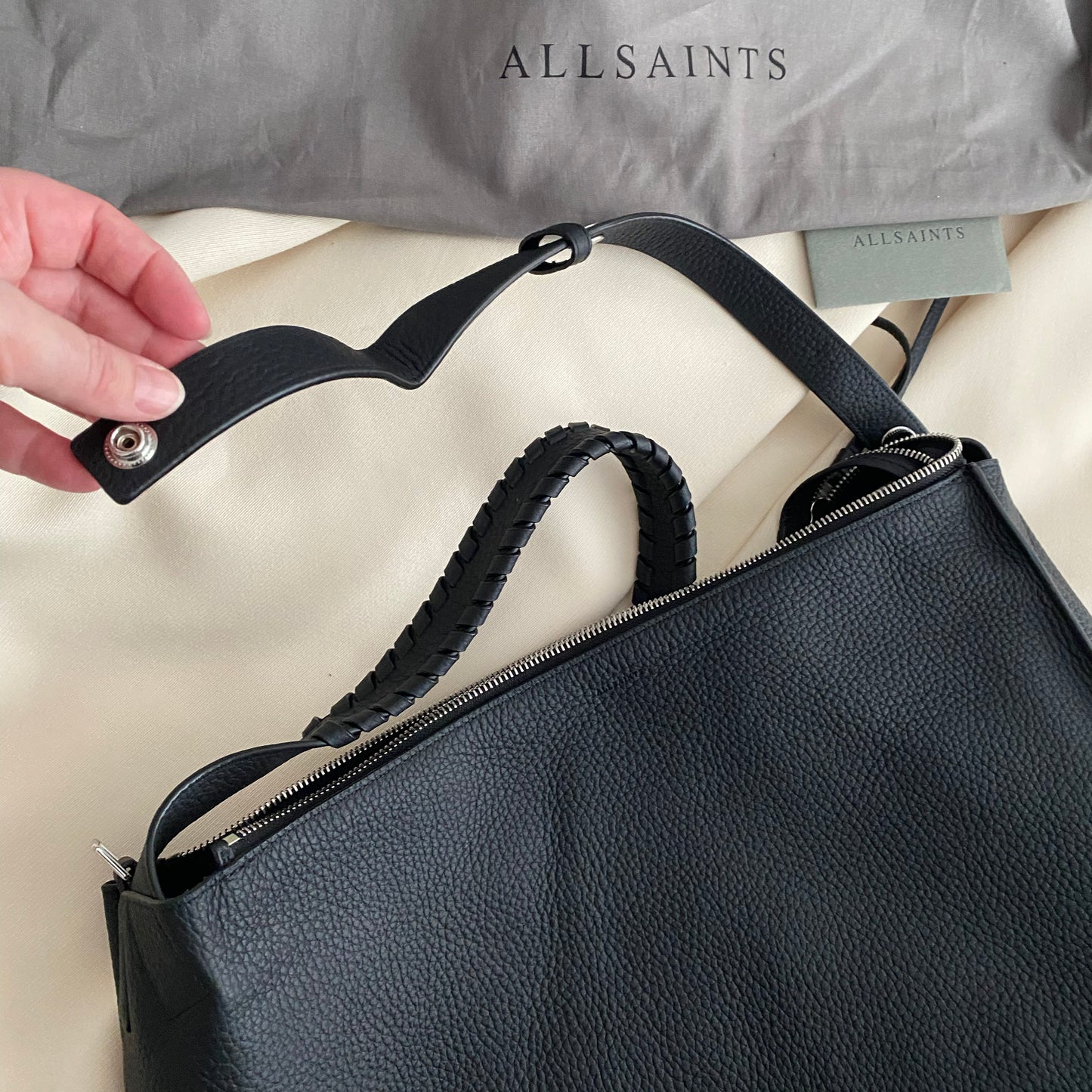 All Saints "Kita" Backpack in Black Leather