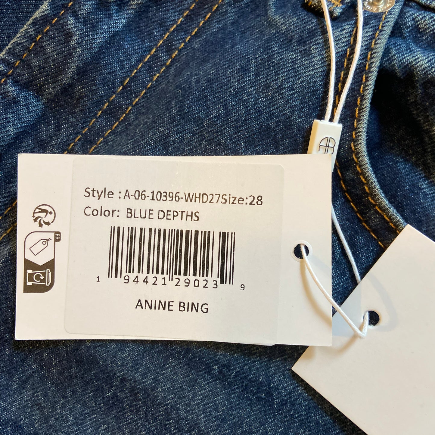 Anine Bing "Brie" jeans in "Blue Depths", size 28 (fits like 27) ** HEMMED **