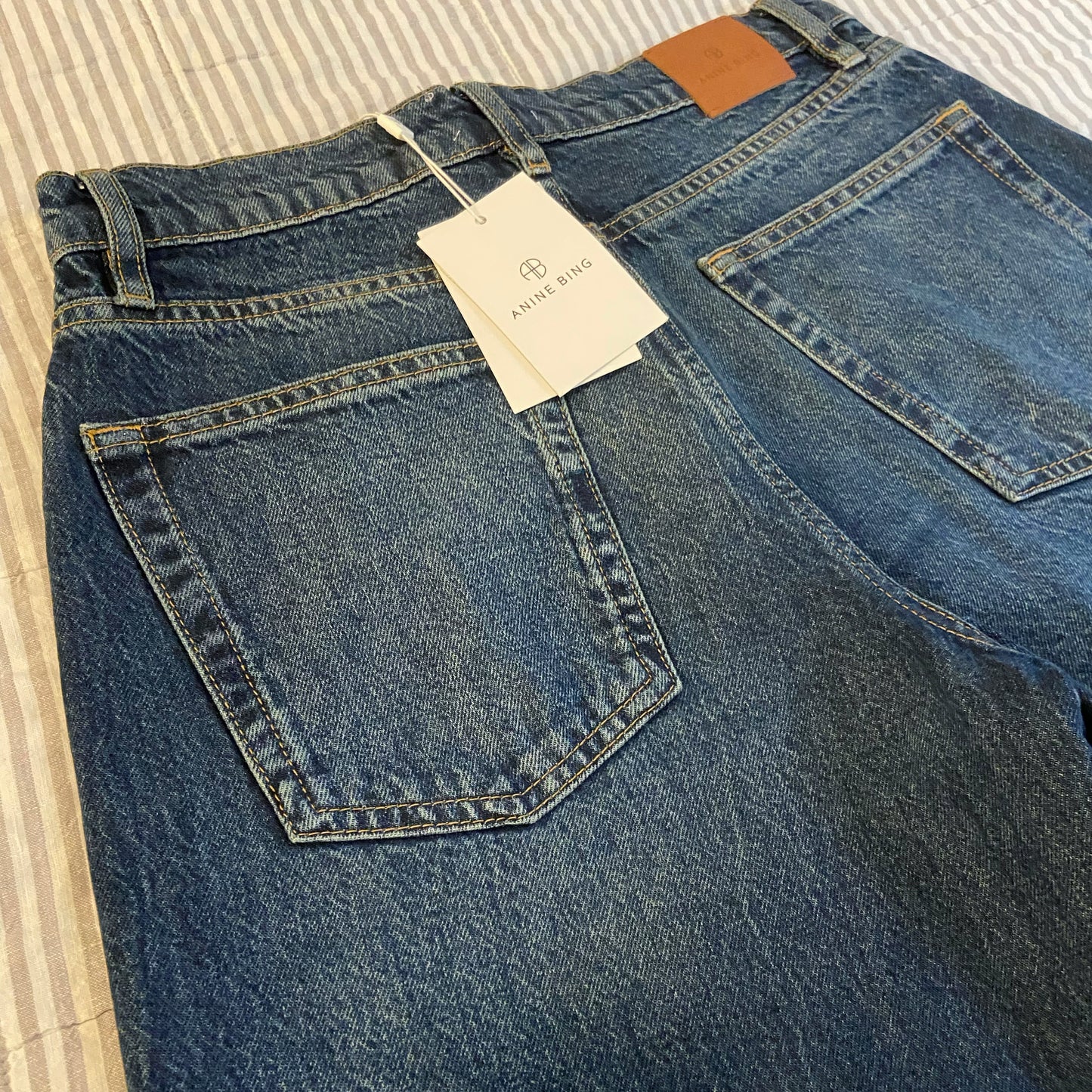 Anine Bing "Brie" jeans in "Blue Depths", size 28 (fits like 27) ** HEMMED **