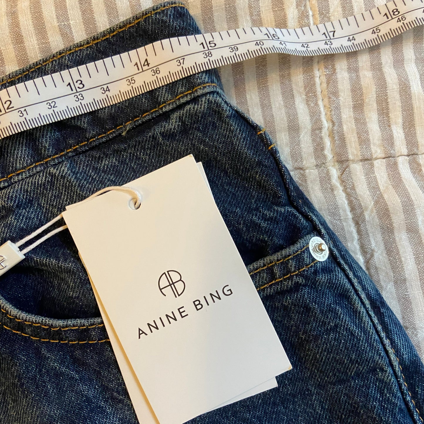 Anine Bing "Brie" jeans in "Blue Depths", size 28 (fits like 27) ** HEMMED **