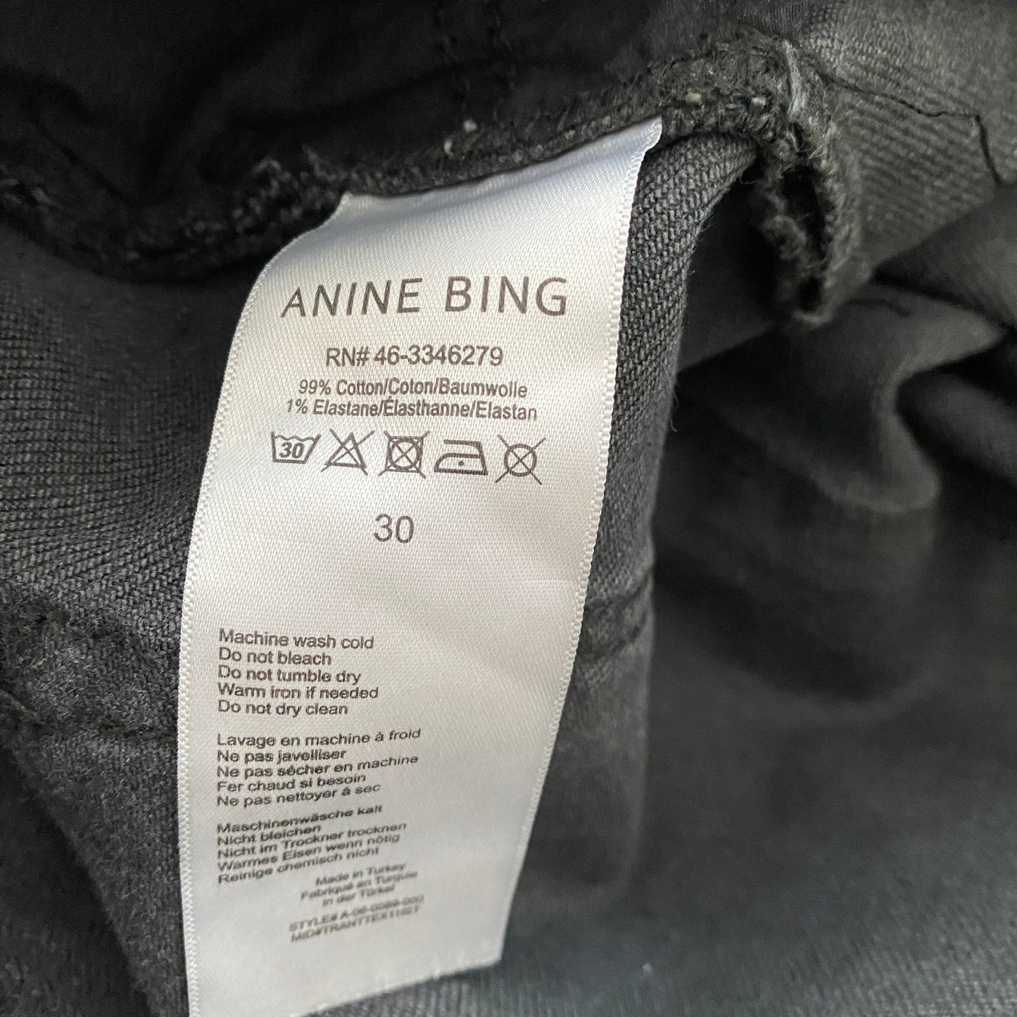 Anine Bing "Lara" Jean in Black, size 30