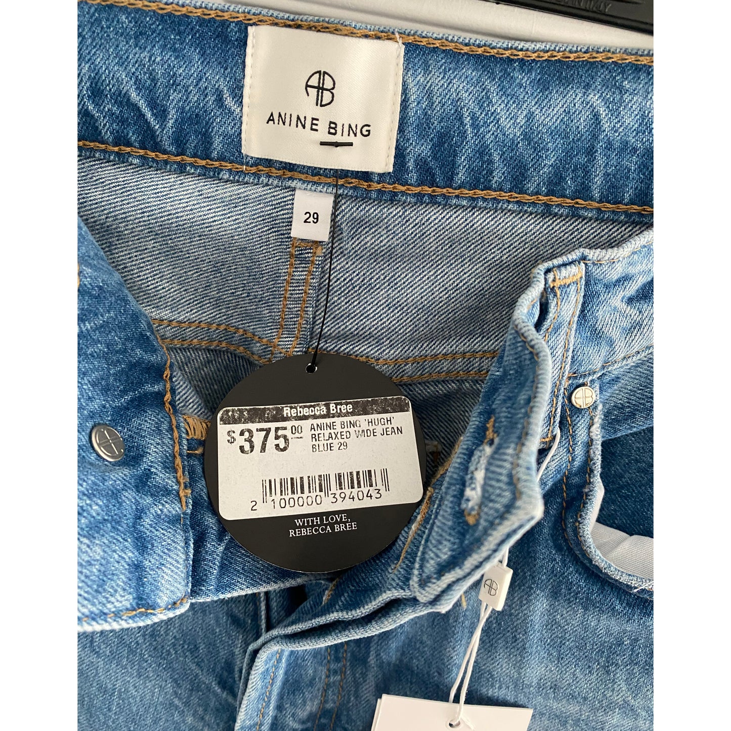 Anine Bing "Hugh" Jeans in Panama Blue, size 29