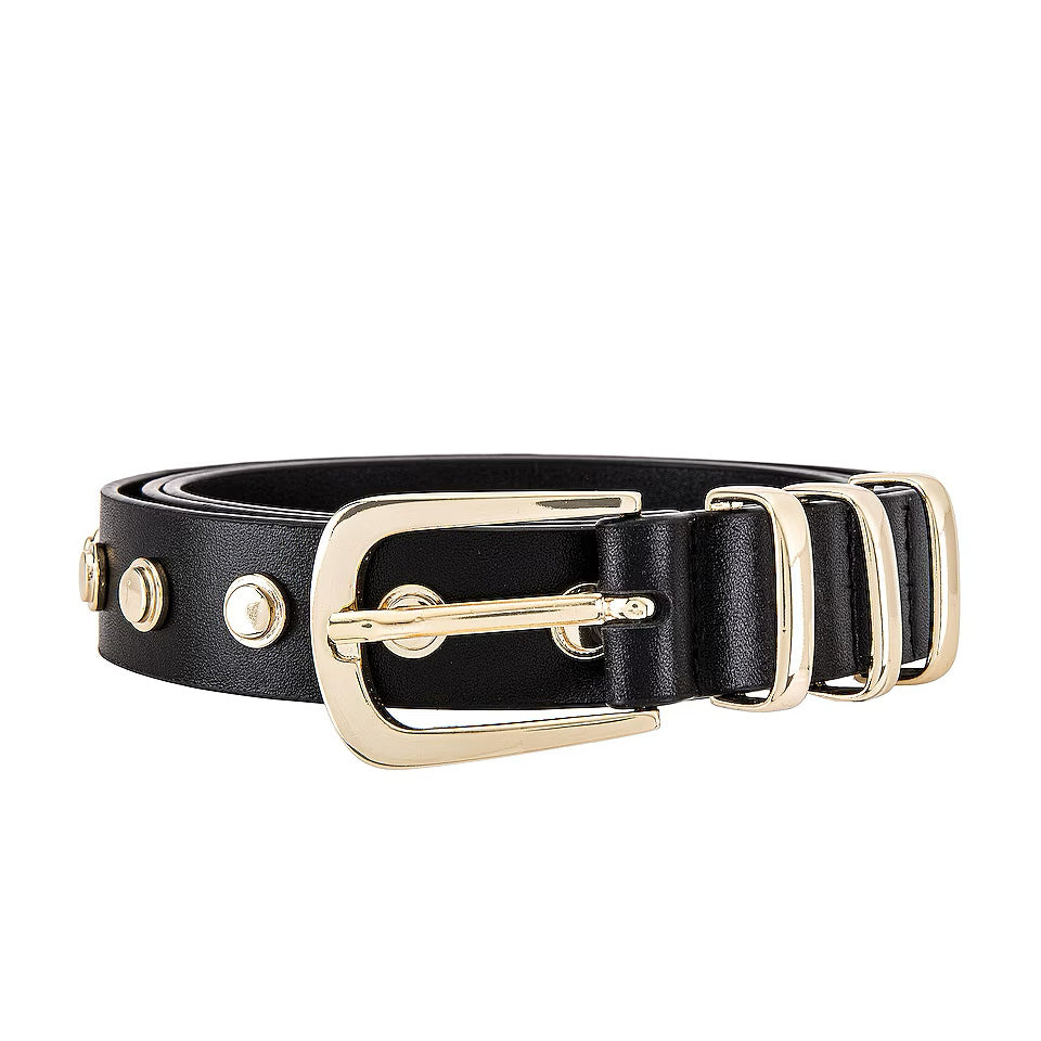 Anine Bing "Sienna" Studded Leather Belt in Black, size M/L