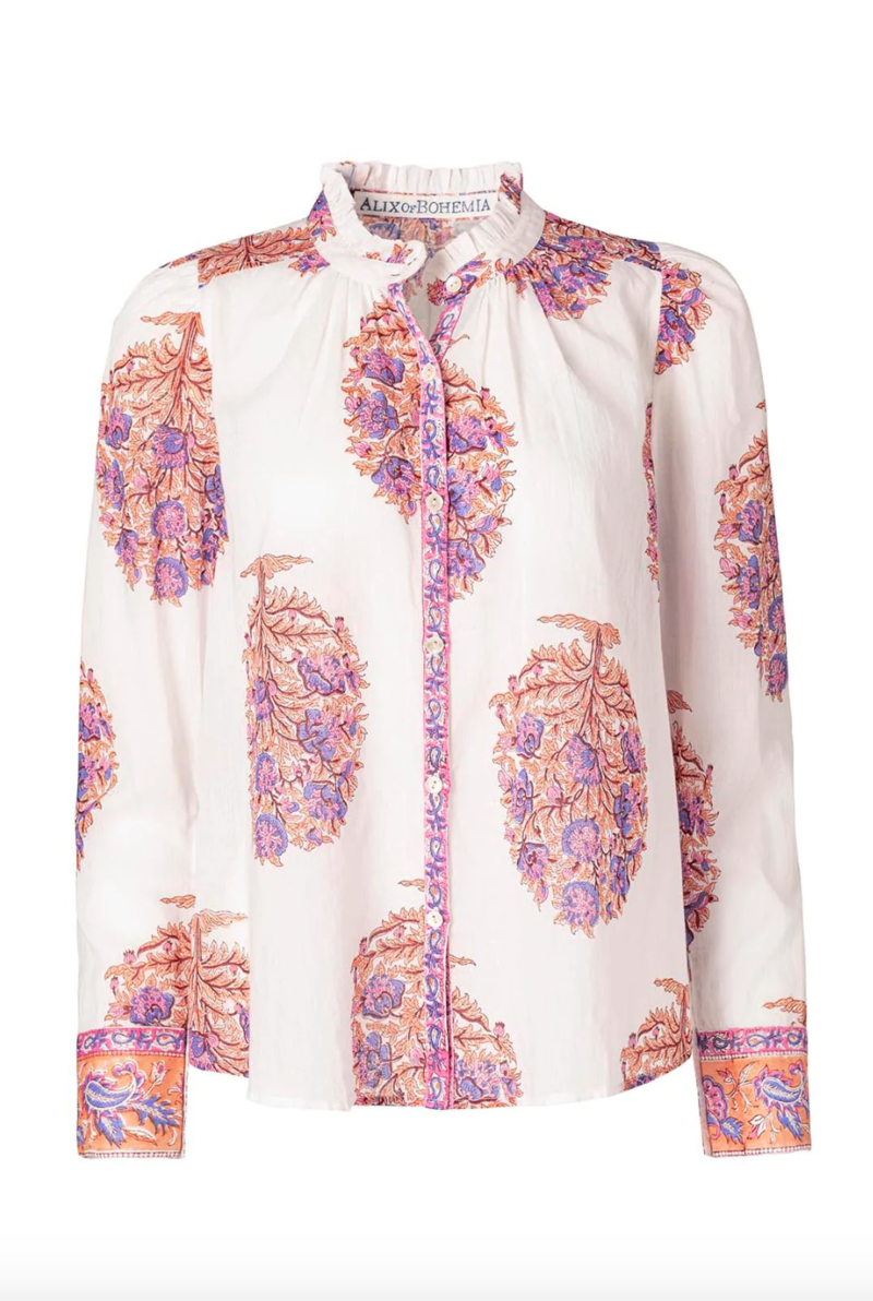 Alix of Bohemia "Annabel" Blouse in Fig Flower Print, size Small