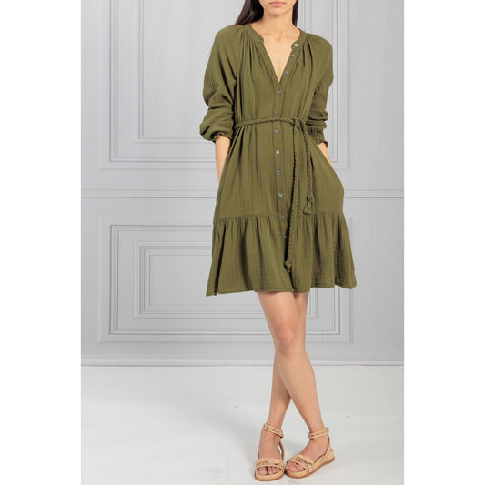 Xirena "Rainey" Cotton Gauze Dress in Green, size Small