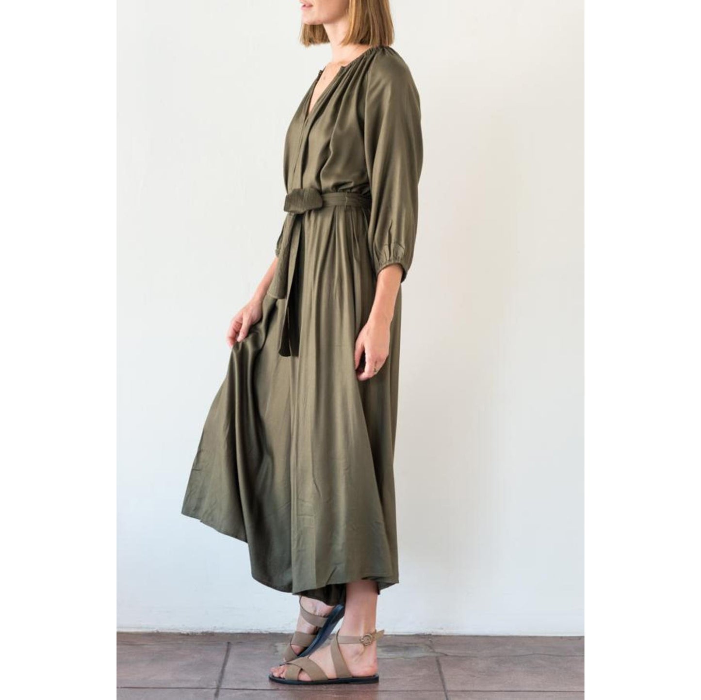 Apiece Apart "Isla" Romper in Khaki, size Medium